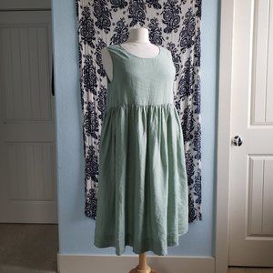 Mint Green Linen Smock Dress